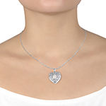 Sparkle Allure Cubic Zirconia Pure Silver Over Brass 18 Inch Cable Heart Locket Necklace