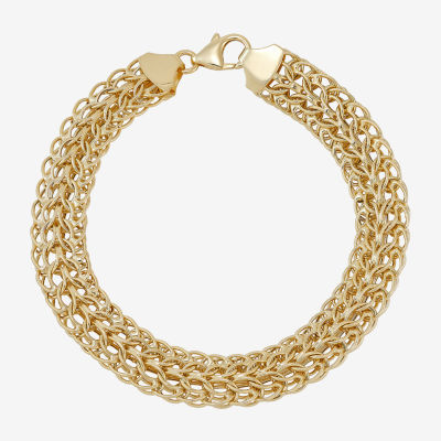 Womens 10K Gold Hollow Link Chain Bracelet