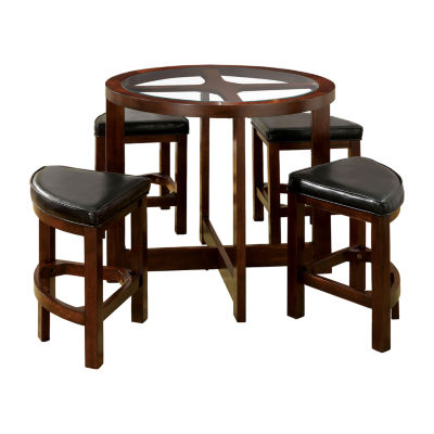 Holde 5pc. Counter Height Round Dining Set, Color Dark Walnut JCPenney