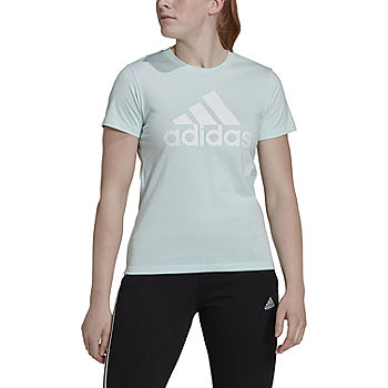 adidas Womens Crew Neck Short Sleeve Graphic T-Shirt, Color: Blue - JCPenney