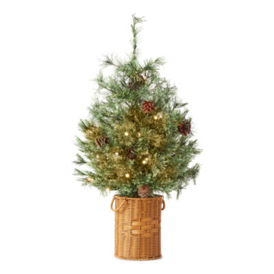 North Pole Trading Co. 3' Cashmere Basket Spruce Pre-Lit Christmas Tree
