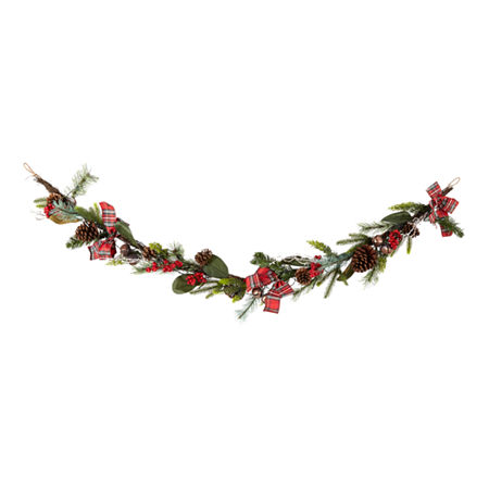 North Pole Trading Co. Plaid Jingle Bells Pre-Lit Indoor Christmas Garland, One Size , Red
