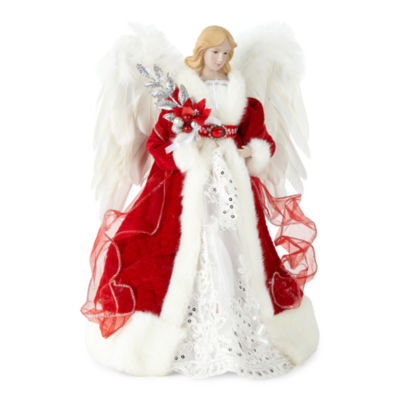 North Pole Trading Co. Red Dress Angel Christmas Tree Topper
