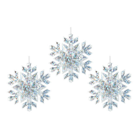 North Pole Trading Co. Arctic Circle Iridescent Snowflake 3-pc. Christmas Ornament Set, One Size , Silver