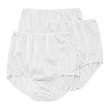 Hanes Nylon Briefs Panties 6-Pair Underwear White Colors Women's