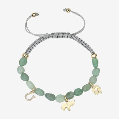 Footnotes Horseshoe Elephant Aventurine Clover Bolo Bracelet