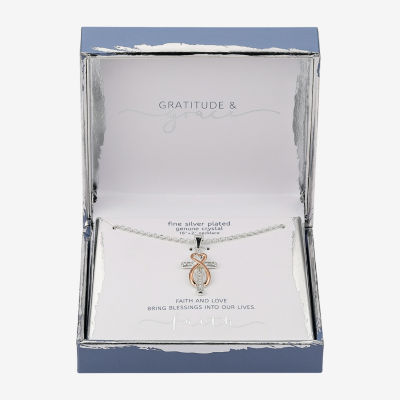 Gratitude & Grace Faith Crystal Pure Silver Over Brass 16 Inch Cable Cross Heart Infinity Pendant Necklace