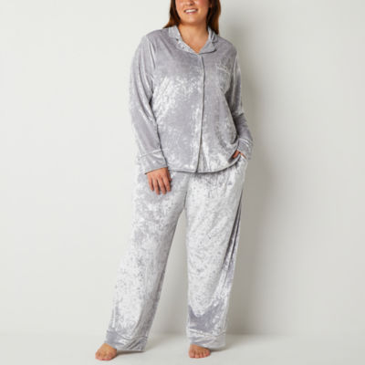 Ambrielle Womens Plus Long Sleeve 2-pc. Pant Pajama Set