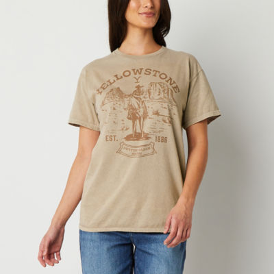 Juniors Yellowstone Womens Crew Neck Short Sleeve Graphic T-Shirt