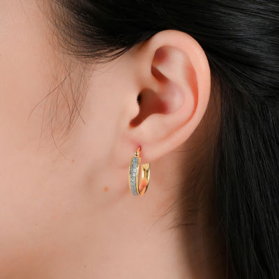 18k Gold Over Sterling Silver Glitter Hoop Earrings and Bangle Set