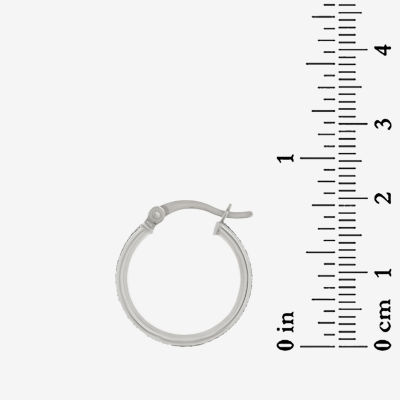 STERLING SILVER RHODIUM PLATED GLITTER HOOPS AND BANGLE SET