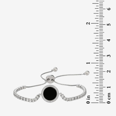 Black Onyx Sterling Silver Round Bolo Bracelet