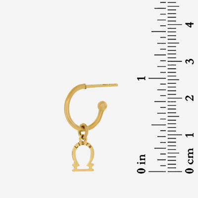 18K Gold Plated Sterling Silver "Libra" Zodiac Symbol 3/4 Hoop Earrings"