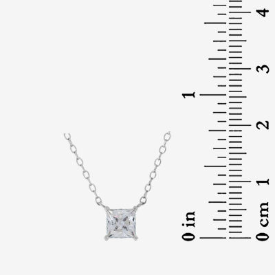 Womens CT. T.W. White Zirconia Sterling Silver Square Pendant Necklace