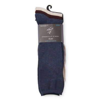 Shaquille O'Neal XLG Lux Rib Mens 3 Pair Big and Tall Crew Socks