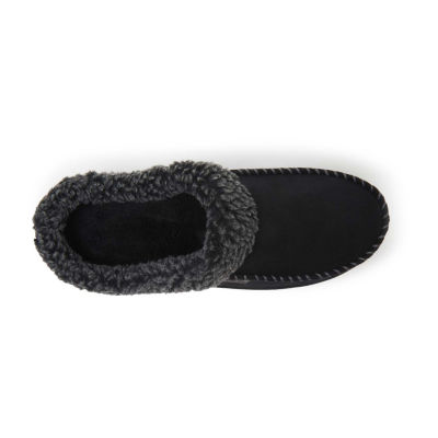 Dearfoams Mens Brendan Microsuede Moc Toe Clog Slippers Wide Width