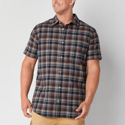 mutual weave Big and Tall Mens Classic Fit Short Sleeve Checked Button-Down Shirt