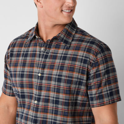 mutual weave Big and Tall Mens Classic Fit Short Sleeve Checked Button-Down Shirt