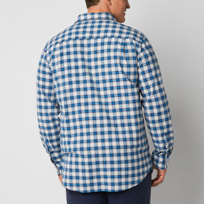 mutual weave Stretch Poplin Big and Tall Mens Classic Fit Long Sleeve Plaid Button-Down Shirt