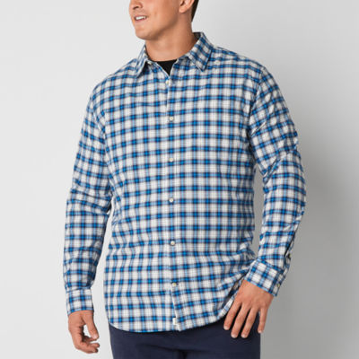 mutual weave Stretch Poplin Big and Tall Mens Classic Fit Long Sleeve Plaid Button-Down Shirt