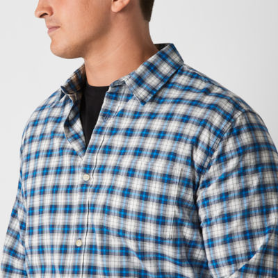 mutual weave Stretch Poplin Big and Tall Mens Classic Fit Long Sleeve Plaid Button-Down Shirt