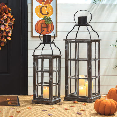 Glitzhome Oversized Wood & Metal 2-pc. Decorative Lantern