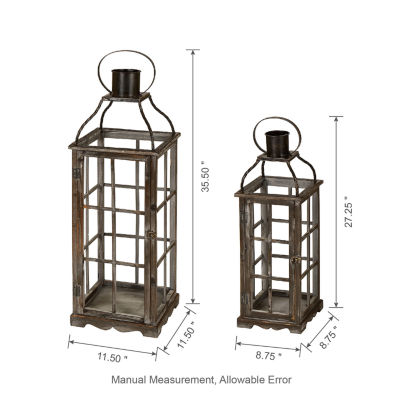 Glitzhome Oversized Wood & Metal 2-pc. Decorative Lantern