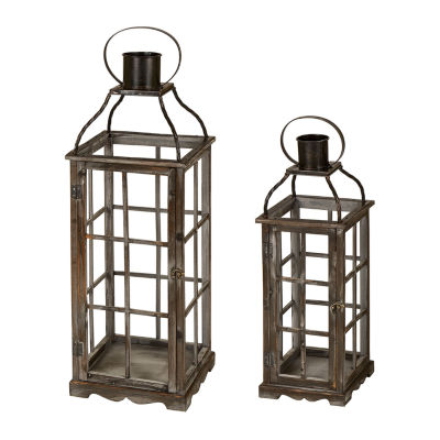 Glitzhome Oversized Wood & Metal 2-pc. Decorative Lantern