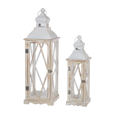 Glitzhome Farmhouse Wood & Metal 2-pc. Decorative Lantern