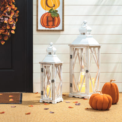 Glitzhome Farmhouse Wood & Metal 2-pc. Decorative Lantern