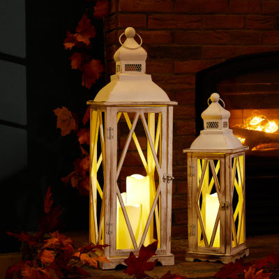 Glitzhome Farmhouse Wood & Metal 2-pc. Decorative Lantern