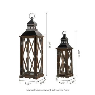 Glitzhome Black Diamond Window Frame 2-pc. Decorative Lantern