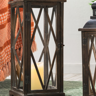 Glitzhome Black Diamond Window Frame 2-pc. Decorative Lantern