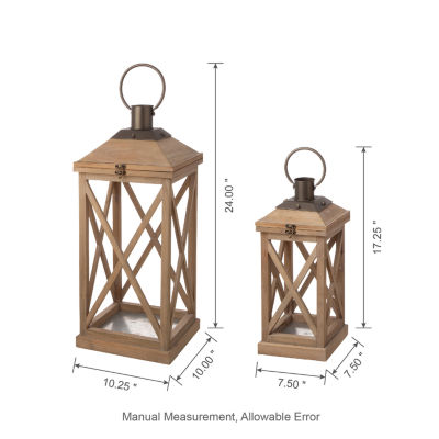 Glitzhome Modern Farmhouse Wooden 2-pc. Decorative Lantern