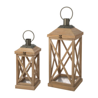 Glitzhome Modern Farmhouse Wooden 2-pc. Decorative Lantern