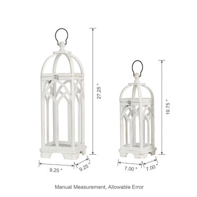 Glitzhome Farmhouse Wooden Church Window Frame 2-pc. Decorative Lantern