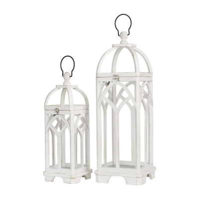 Glitzhome Farmhouse Wooden Church Window Frame 2-pc. Decorative Lantern