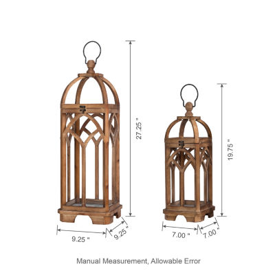 Glitzhome Farmhouse Wooden Church Window Frame 2-pc. Decorative Lantern