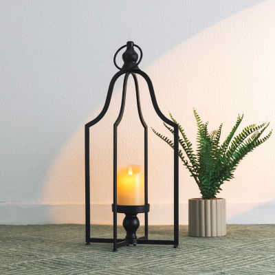 Glitzhome Small Modern Farmhouse Black Metal Decorative Lantern