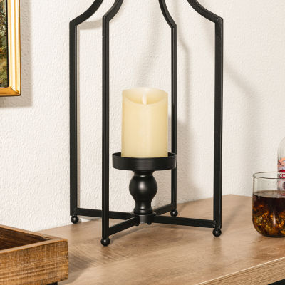 Glitzhome Small Modern Farmhouse Black Metal Decorative Lantern