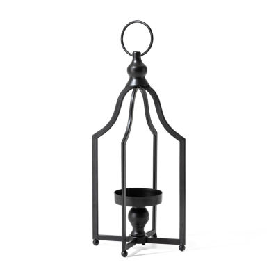 Glitzhome Large Modern Farmhouse Black Metal Decorative Lantern