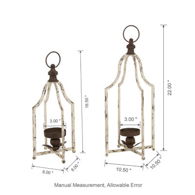 Glitzhome Small & Large Farmhouse Metal 2-pc. Decorative Lantern