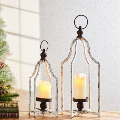 Glitzhome Small & Large Farmhouse Metal 2-pc. Decorative Lantern