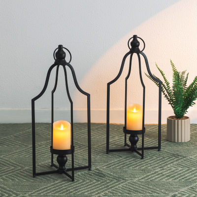 Glitzhome Farmhouse Black Metal 2-pc. Decorative Lantern