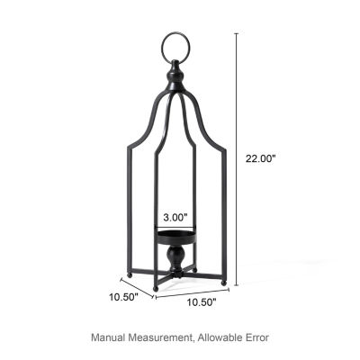 Glitzhome Large Farmhouse Black Metal 2-pc. Decorative Lantern