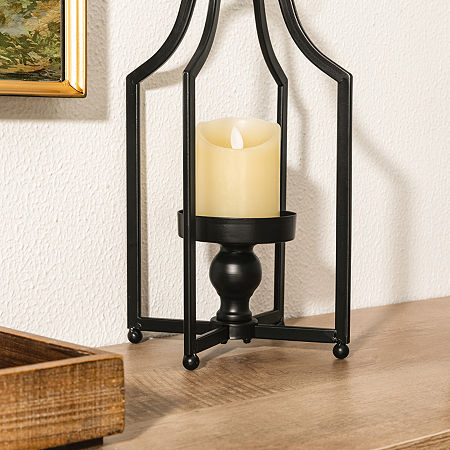 Glitzhome Small Farmhouse Black Metal 2-pc. Decorative Lantern, One Size, Black