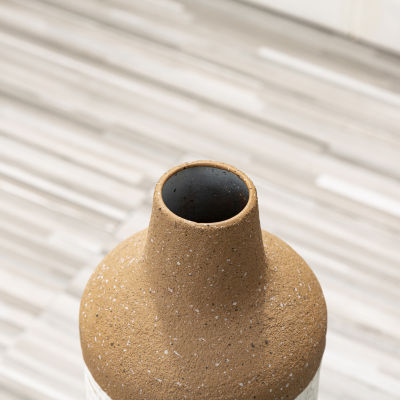 Glitzhome Decorative Brown & White Metal 3-pc. Vase
