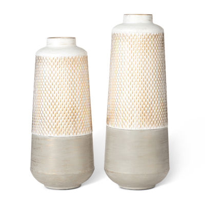 Glitzhome Vintage Textured Table 2-pc. Vase