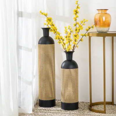 Glitzhome Gold & Black Metal Floor 2-pc. Vase