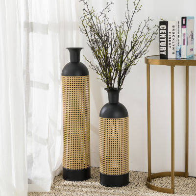 Glitzhome Gold & Black Metal Floor 2-pc. Vase